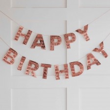 Rose Gold Happy Birthday Mix It Up Bunting Banners 2 pk