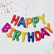 Happy Birthday Over The Rainbow Letter Balloon Banners 14 pk