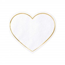 Classic Wedding Heart Shaped Beverage Napkins 14.5 x 12.5 cm 20 pk