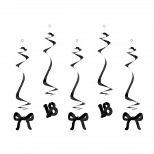 18th Birthday Elegant Milestone Swirls Hanging Decorations 50cm 5 pk