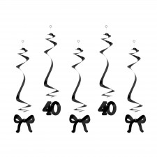 40th Birthday Elegant Milestone Swirls Hanging Decorations 50cm 5 pk