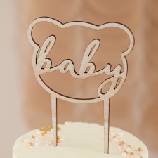 Teddy Bear Wooden Cake Topper 16cm x 12cm