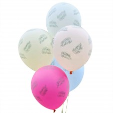 Hawaiian Luau Tiki Tropics Palm Leaf Latex Balloons 5 pk