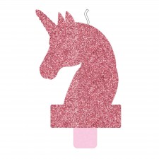 Glittered Pink Magical Unicorn Candle 13cm