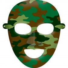 Camouflage Party Masks 16cm x 20cm Pack of 8