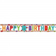 Happy Birthday Happy 8th Birthday Holographic Banner 2.7m