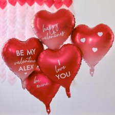 Valentine's Day Be Mine Customisable Heart Shaped Balloons 5 pk