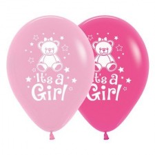 Teardrop Fashion Pink & Fuchsia Baby Shower - General Teddy It's A Girl Latex Balloons 30cm Pack of 6
