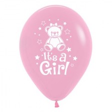 Teardrop Fashion Pink Baby Shower - General Teddy It's A Girl Latex Balloons 30cm Pack of 6