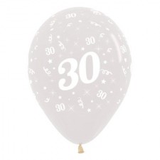 30th Birthday Crystal Clear Teardrop Latex Balloons 30cm 25 pk