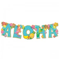 Hawaiian Luau ALOHA Jointed Streamer Banner 20cm x 84cm