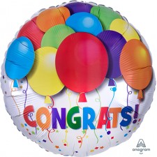 Round Congratulations Standard HX Bold Balloons Congrats! Foil Balloon 45cm
