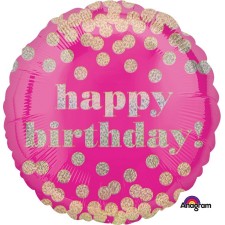 Happy Birthday! Holographic Dotty Round Foil Balloon 45cm