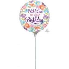 Happy Birthday With Love On Your Birthday Round Foil Balloon 22cm