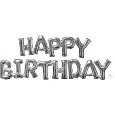 Silver HAPPY BIRTHDAY Shaped Balloon