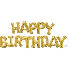 Gold HAPPY BIRTHDAY Shaped Balloon