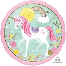 Round Magical Unicorn Standard Holographic I Believe in Unicorn Foil Balloon 45cm